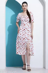 ZESHEMESHE Women's Printed Knee Length Stylish n Comfy Dress