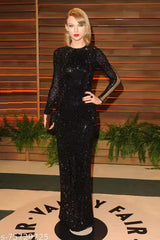 CAT Women’s Black Velvet Sequin Gown | Full Sleeve Maxi Party Dress with Lining & Zip Closure