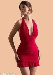 sleeveless backless mini length short dress for women