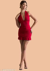 sleeveless backless mini length short dress for women