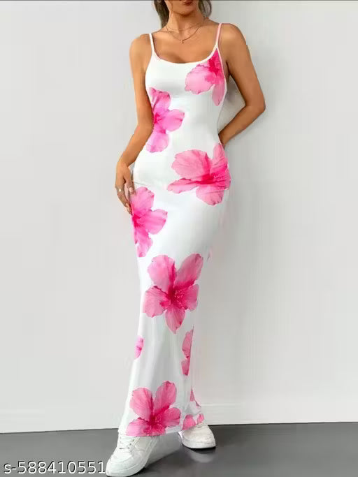 Pink Flower Maxi Dress