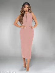 Sleeveless Peach Dress For Woman