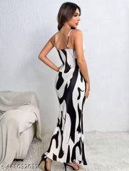 Graphic Print Cami Dress/ Summer Fashion Random Printed Thigh-Slit Cami Dress / Designer Western Dress for Girls & Women