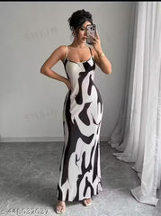 Graphic Print Cami Dress/ Summer Fashion Random Printed Thigh-Slit Cami Dress / Designer Western Dress for Girls & Women