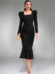 Full Sleeve Black Dress For Woman