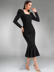 Full Sleeve Black Dress For Woman