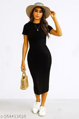 Short Sleeve Bodycon Maxi With Trendy Look