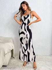 Graphic Print Cami Dress/ Summer Fashion Random Printed Thigh-Slit Cami Dress / Designer Western Dress for Girls & Women