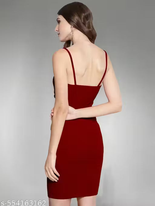 Sleeveless Maroon Dress For Woman