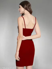 Sleeveless Maroon Dress For Woman