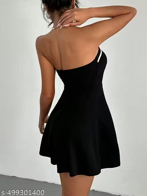 Solid Bow Front Tube Fit & Flare Mini Dress For Women