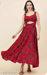 CNQFS FASHION'S STYLISH PRINTED CREPE FABRIC DRESS FOR WOMEN