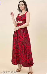 CNQFS FASHION'S STYLISH PRINTED CREPE FABRIC DRESS FOR WOMEN