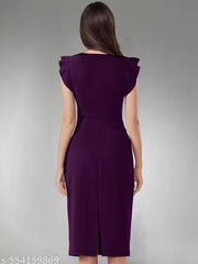 Short Sleeve Wine Dress For Woman